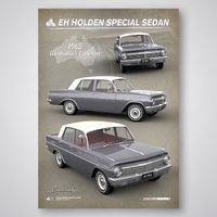 1963-64 EH Holden Special Sedan Gundagai Grey by Peter Hughes Print Poster