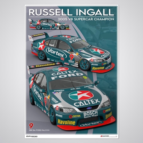 2005 V8 Supercars Champion Russell Ingall Limited Edition Print by Peter Hughes